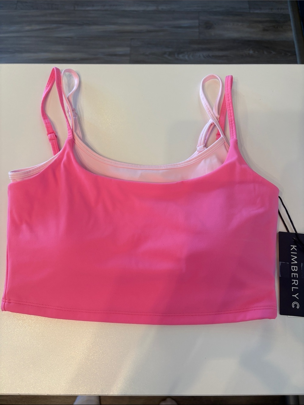 Double layer pink crop tank